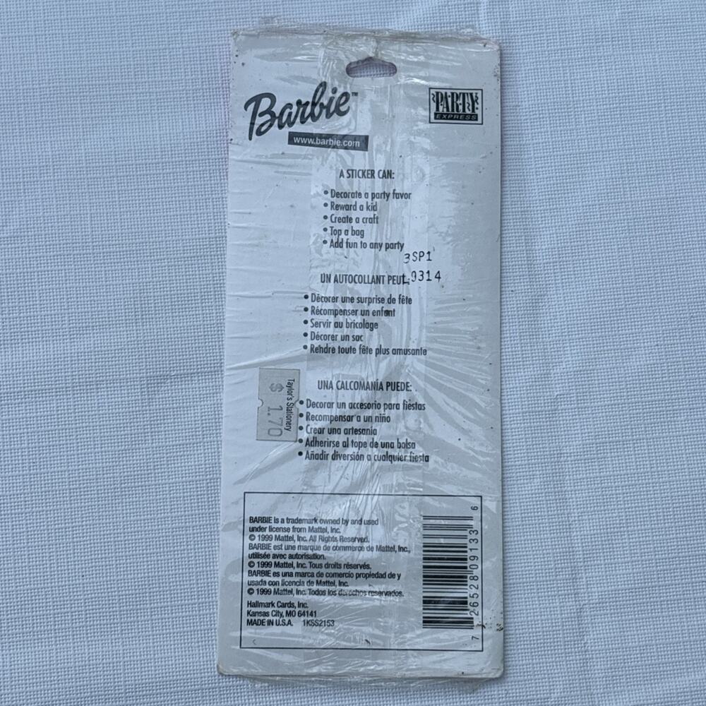Vintage Stickers Hallmark Birthday Barbie - Dated 1999 4 Sheets NEW - Picture 4 of 4